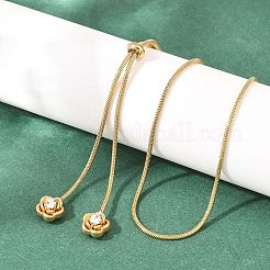 Verstellbare Lariat-Halskette aus 304er Edelstahl mit Strassblumen und runder Schlangenkette für Damen&nbsp;SA-D001-02G