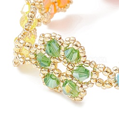 Браслет-цепочка Toho из японского бисера с цветком и цепочкой&nbsp;BJEW-MZ00040