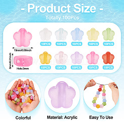 100шт 10 цвета прозрачные акриловые бусины&nbsp;TACR-TA0001-44