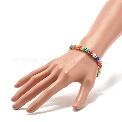 Bracciale elasticizzato con perline in argilla polimerica color caramello per ragazze donne&nbsp;BJEW-JB07190