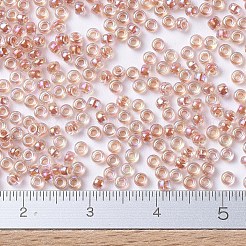 MIYUKIラウンドロカイユビーズ  日本製シードビーズ  （rr275)ダークピーチライニングクリスタルab  11/0  2x1.3mm  穴：0.8mm  約1100PCS /ボトル  10 G /ボトル&nbsp;SEED-JP0008-RR0275