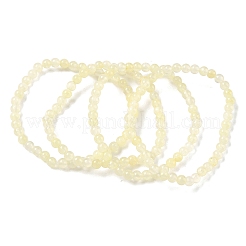 Braccialetti elastici con perline rotonde in giada di seta dorata naturale per donna&nbsp;BJEW-F535-01A