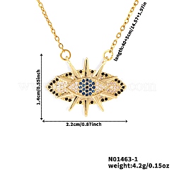 Минималистичные латунные ожерелья с подвеской в виде звезды и глаза из прозрачных и синих кубических цирконий MF3147-1