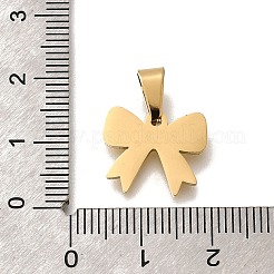 304ステンレスペンダント  レーザー切断  イオンプレーティング（ip）  蝶結び  ゴールドカラー  12.5x15x1mm  穴：6x3.3mm&nbsp;LS-STAS-H453-23G