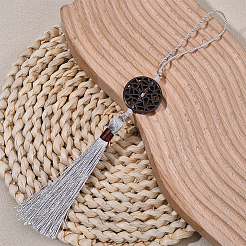 6 шт. плоские круглые подвесные украшения из дерева&nbsp;AJEW-CP0010-44A