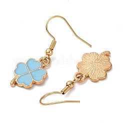 Серьги-подвески из сплава эмали в форме клевера&nbsp;EJEW-JE06600