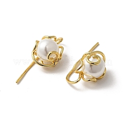 Orecchini pendenti con fiore di perle in abs&nbsp;EJEW-F288-14G
