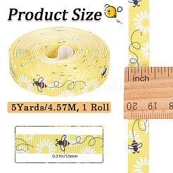 Cintas de grosgrain con estampado de abejas de poliéster&nbsp;SRIB-WH20020-018G