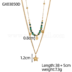 Двухслойные ожерелья из нержавеющей стали 304 и стеклянных бусин.&nbsp;STAS-OY010-11G