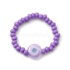 Стеклянные стрейч-кольца на пальцы ручной работы с бусинами лэмпворк и красками для выпечки RJEW-JR00675