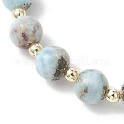 Bracelets extensibles ronds en perles de larimar naturel et d'hématite synthétique non magnétique pour femmes et hommes&nbsp;BJEW-JB13559