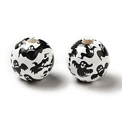 Печатные круглые деревянные европейские бусины WOOD-M006-01