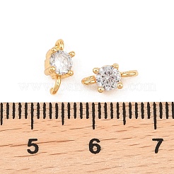 Латунные подвески с гладкими круглыми подвесками-соединителями из прозрачного кубического циркония&nbsp;KK-H538-21B-G