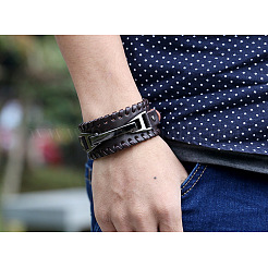 Плетеные браслеты из коровьей кожи&nbsp;FS-WG8B33A-01