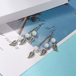 Pendientes colgantes de cuentas de jade blanco natural&nbsp;EJEW-JE04823-02