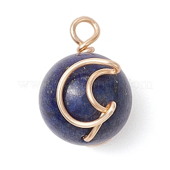 Подвески-луны из натурального зеленого авантюрина/розового кварца/тигрового глаза/лазурита/аметиста в виде медной проволоки&nbsp;PALLOY-JF02908