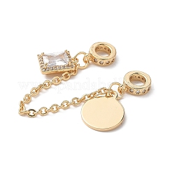 Латунный микропаве прозрачный кубический цирконий кабельная цепочка европейские бусины KK-G531-07A-G