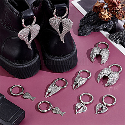 10 шт. 5 стиля подвески для обуви из сплава в виде крыла в тибетском стиле&nbsp;HJEW-PH02190