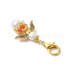 8 шт. подвесные украшения из стеклянного жемчуга и стекла в виде ангела&nbsp;HJEW-MZ00384