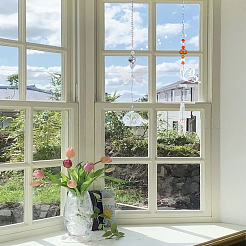 2 шт. 2 стиля стеклянные и сплавные подвесные солнечные бабочки&nbsp;HJEW-LP0002-89B