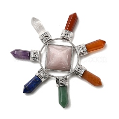 Pierre naturelle mélangée et pyramide de quartz rose naturel et générateur d'énergie à 7 point de chakra&nbsp;DJEW-K011-A02
