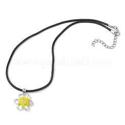 Collane con ciondolo a forma di fiore con perline di vetro e strass di vetro&nbsp;NJEW-MZ00078-01