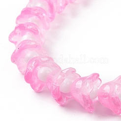 透明ガラスビーズ連売り  花  パールピンク  11~12x7.5~8mm  穴：1.4mm  約50個/連  11.42''（29センチメートル）&nbsp;LAMP-H061-01C-02