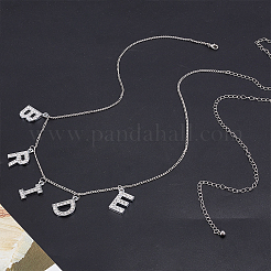 Кулон из сплава со стразами и надписью «невеста» из железа&nbsp;NJEW-GA00007