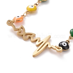 Bracciale a maglie con battito cardiaco in acciaio inossidabile 304 con placcatura sotto vuoto in PVD&nbsp;BJEW-B062-09G