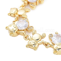 Браслеты-цепочки из латуни с покрытием из латуни и кубического циркония для женщин&nbsp;BJEW-B109-02G-01