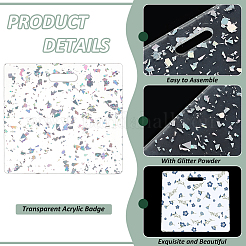 透明アクリルバッジ  グリッターパウダー付き  正方形  78x85.5x2~3.3mm  穴：20x5.5mm&nbsp;AJEW-WH0554-47A-02