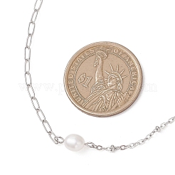 Женские ожерелья-скрепки из натурального жемчуга и нержавеющей стали 304&nbsp;NJEW-JN05822-01