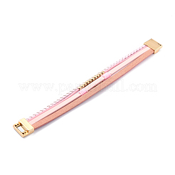 Плетеный многорядный браслет из искусственной кожи BJEW-I299-02C-KCG