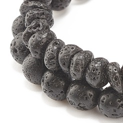 Juego de 2 pulsera elástica de 2 estilos de roca de lava natural y hematita sintética con cabeza y cruz budista de acero inoxidable 304&nbsp;BJEW-JB08289