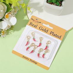 8 шт. латунные красные эмалевые подвески в виде растений в европейском стиле OPDL-BBC0001-03G-01