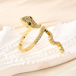 Латунные микро проложить манжеты кольца кубического циркония&nbsp;LS-RJEW-D308-03G-B