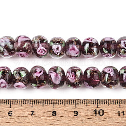 Нити бусин-рондель с внутренним цветком ручной работы в технике лэмпворк LAMP-T022-24B