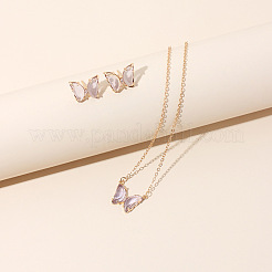 Schmetterling Acryl Strass mit Eisen Anhänger Halsketten & Ohrstecker Sets für Frauen&nbsp;WGFFCAF-05