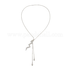 Verstellbare Schlangen-Y-Quasten-Lariat-Halsketten aus Legierung und Eisen mit KristallStrassen für Damen&nbsp;WGA90BD-01
