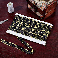 Волнистая кружевная лента из полиэстера и филиграни&nbsp;OCOR-WH0082-211A