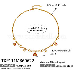 Collana con ciondolo a forma di coccinella rossa in smalto con zirconi cubici trasparenti micro pavé in acciaio inossidabile 304 per donna&nbsp;WG77B69-04