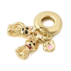 Латунные подвески в виде европейских шармов с черной и розовой эмалью&nbsp;KK-Z150-04G