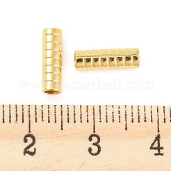 201ステンレスチューブビーズ  溝付き柱  ゴールドカラー  10x3.2mm  穴：2mm&nbsp;STAS-Z049-05G