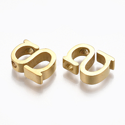 304ステンレスペンダント  ゴールドカラー  文字L  文字.s  11x9x3mm  穴：1.8mm&nbsp;X-STAS-T041-10G-S