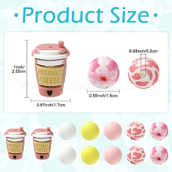 30шт 6 стиля круглые силиконовые фокусные бусины&nbsp;SIL-YW0001-99