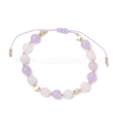 Плетеные браслеты из бусин из натурального аквамарина BJEW-JB12529-02