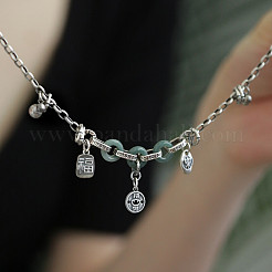 Браслеты-подвески в виде пончиков из натурального халцедона и латуни для женщин&nbsp;FS-WG9BF59-01