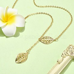 Ожерелья-лариат с подвеской в виде латунного листа NJEW-TA00134