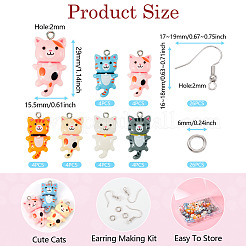 Набор для изготовления висячих серег из смолы в форме кошки своими руками&nbsp;DIY-TA0009-93