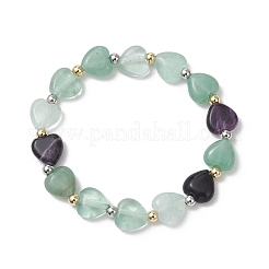 Эстампирующиеся браслеты для женщин из немагнитного синтетического гематита и натуральных драгоценных камней в форме сердца.&nbsp;BJEW-JB13446